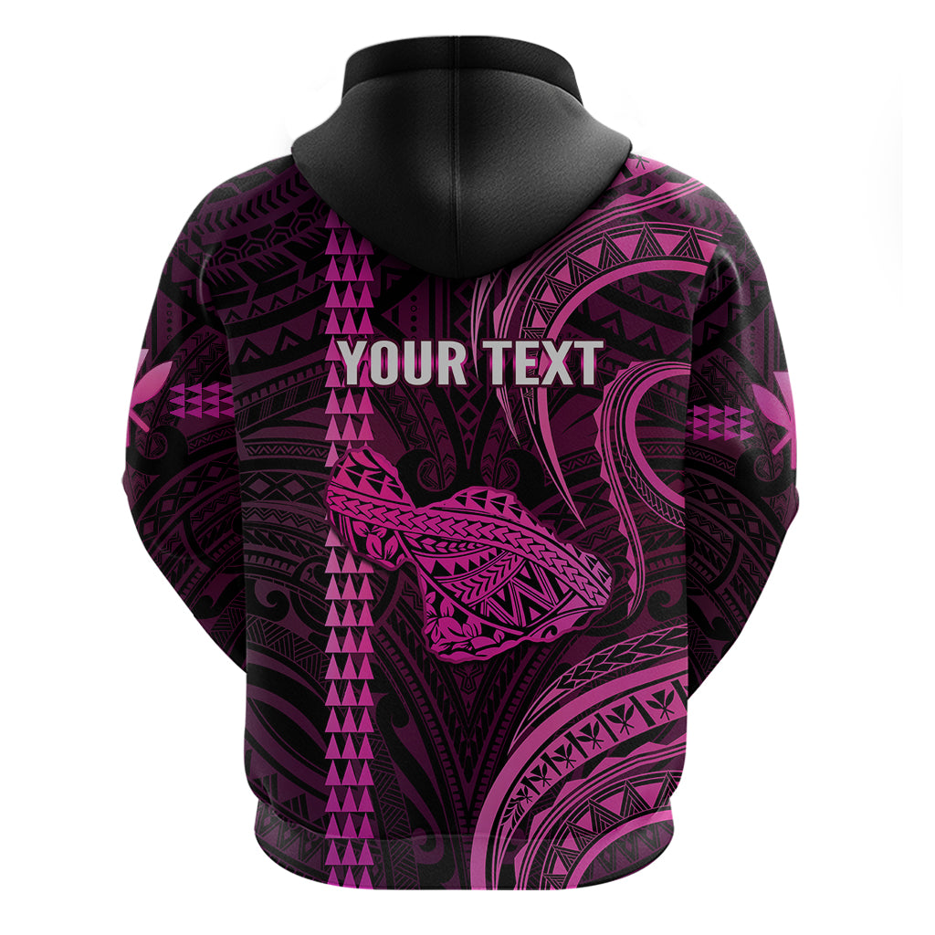 Custom Hawaiian Islands Hoodie Maui Map Pink Kanaka With Kakau - Wonder Print Shop