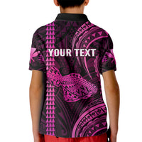 Custom Hawaiian Islands Polo Shirt for Kid Maui Map Pink Kanaka With Kakau - Wonder Print Shop