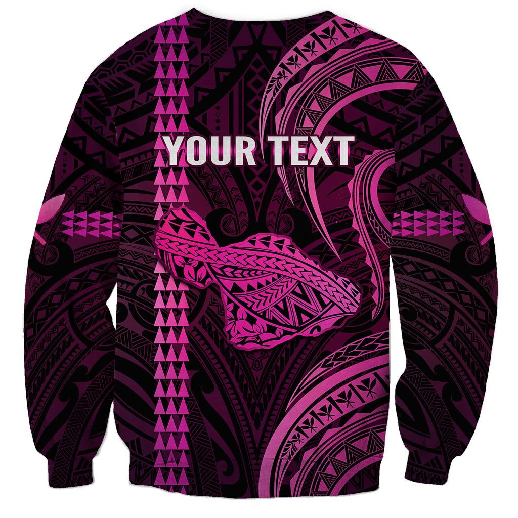 Personalised Hawaiian Islands Sweatshirt Maui Map Pink Kanaka With Kakau - Wonder Print Shop