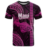 Personalised Hawaiian Islands T Shirt Maui Map Pink Kanaka With Kakau - Wonder Print Shop