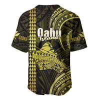 Polynesian Pride Hawaiian Islands Baseball Jersey Oahu Map Yellow Kanaka With Kakau - Wonder Print Shop