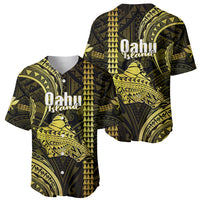 Polynesian Pride Hawaiian Islands Baseball Jersey Oahu Map Yellow Kanaka With Kakau - Wonder Print Shop