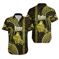 Polynesian Pride Hawaiian Islands Hawaiian Shirt Oahu Map Yellow Kanaka With Kakau - Wonder Print Shop