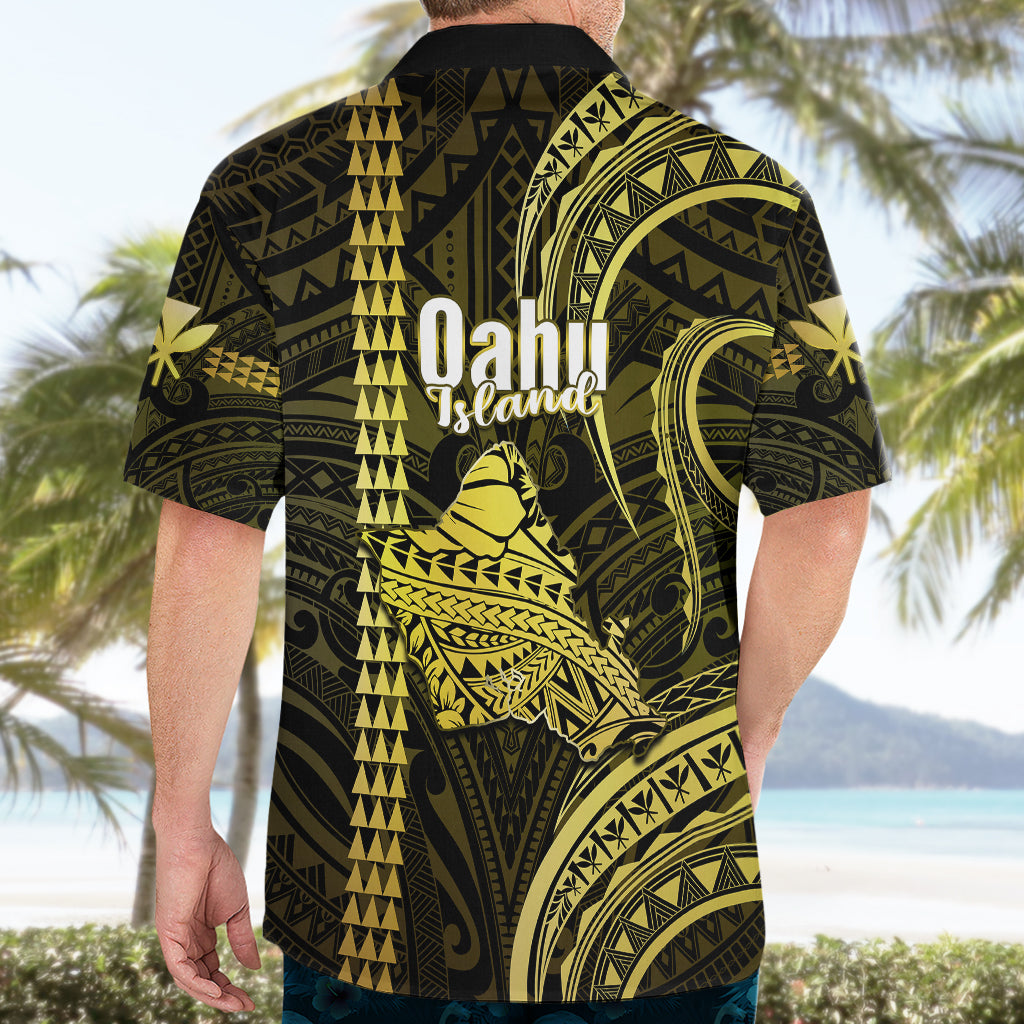 Polynesian Pride Hawaiian Islands Hawaiian Shirt Oahu Map Yellow Kanaka With Kakau - Wonder Print Shop