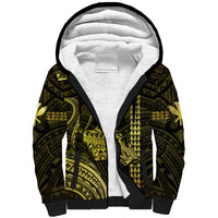 Polynesian Pride Hawaiian Islands Sherpa Hoodie Oahu Map Yellow Kanaka With Kakau - Wonder Print Shop