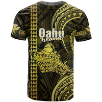 Polynesian Hawaiian Islands T Shirt Oahu Map Yellow Kanaka With Kakau - Wonder Print Shop