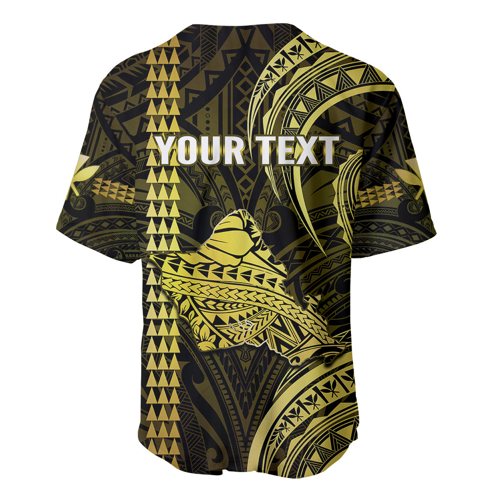 Personalised Hawaiian Islands Baseball Jersey Oahu Map Yellow Kanaka With Kakau - Wonder Print Shop