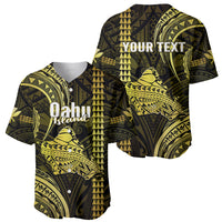 Personalised Hawaiian Islands Baseball Jersey Oahu Map Yellow Kanaka With Kakau - Wonder Print Shop