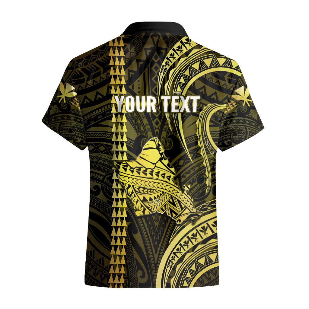 Personalised Hawaiian Islands Hawaiian Shirt Oahu Map Yellow Kanaka With Kakau - Wonder Print Shop