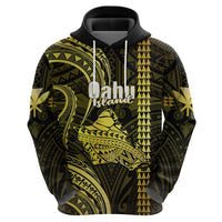 Custom Hawaiian Islands Hoodie Oahu Map Yellow Kanaka With Kakau - Wonder Print Shop