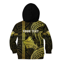 Personalised Hawaiian Islands Kid Hoodie Oahu Map Yellow Kanaka With Kakau - Wonder Print Shop