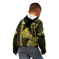 Personalised Hawaiian Islands Kid Hoodie Oahu Map Yellow Kanaka With Kakau - Wonder Print Shop