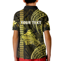 Custom Hawaiian Islands Polo Shirt for Kid Oahu Map Yellow Kanaka With Kakau - Wonder Print Shop