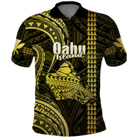 Custom Hawaiian Islands Polo Shirt Oahu Map Yellow Kanaka With Kakau - Wonder Print Shop