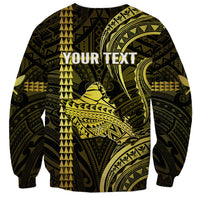 Personalised Hawaiian Islands Sweatshirt Oahu Map Yellow Kanaka With Kakau - Wonder Print Shop