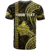 Personalised Hawaiian Islands T Shirt Oahu Map Yellow Kanaka With Kakau - Wonder Print Shop