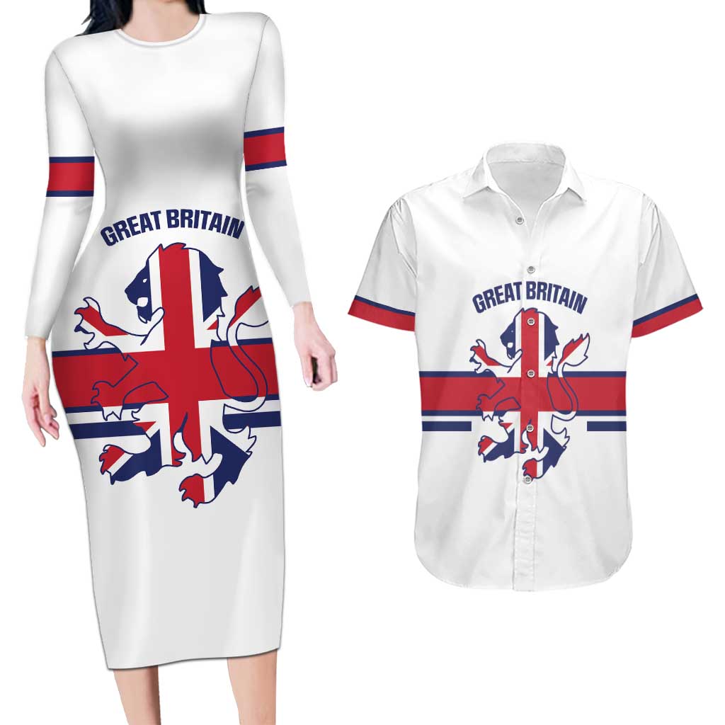 Custom Great Britain Hockey Couples Matching Long Sleeve Bodycon Dress and Hawaiian Shirt 2025 Go Champions