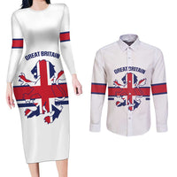 Custom Great Britain Hockey Couples Matching Long Sleeve Bodycon Dress and Long Sleeve Button Shirt 2025 Go Champions