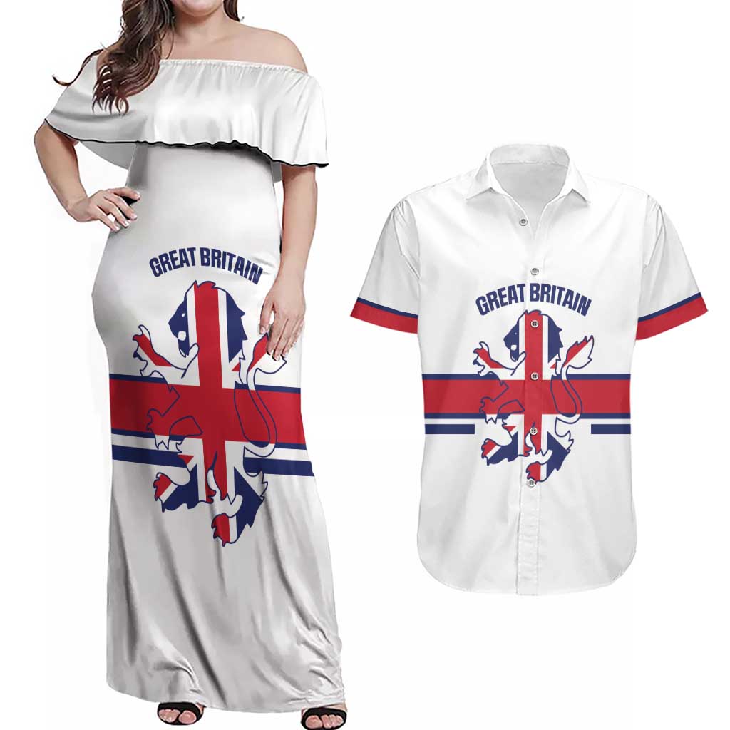Custom Great Britain Hockey Couples Matching Off Shoulder Maxi Dress and Hawaiian Shirt 2025 Go Champions