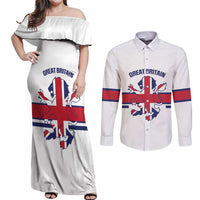 Custom Great Britain Hockey Couples Matching Off Shoulder Maxi Dress and Long Sleeve Button Shirt 2025 Go Champions