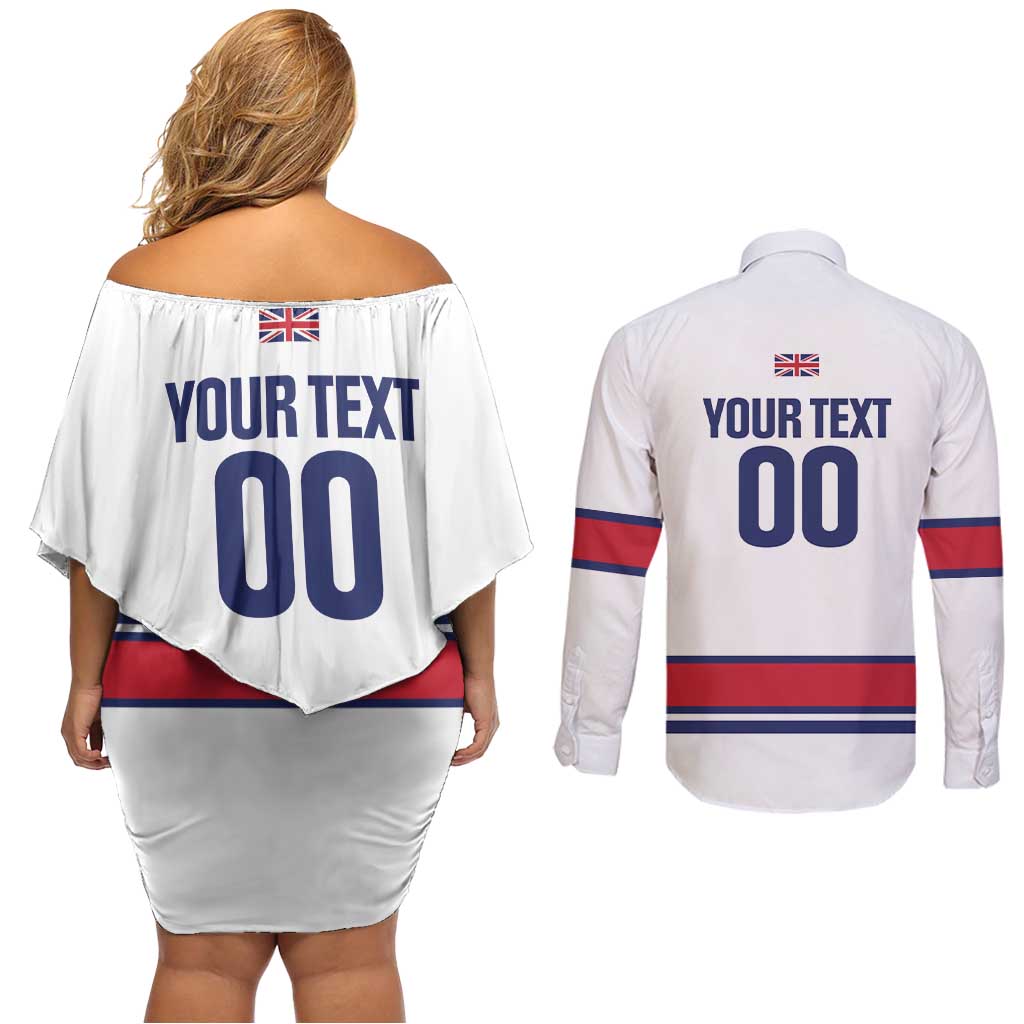 Custom Great Britain Hockey Couples Matching Off Shoulder Short Dress and Long Sleeve Button Shirt 2025 Go Champions