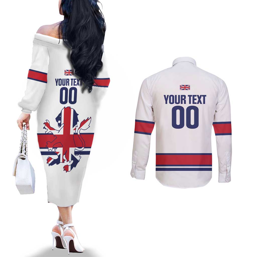 Custom Great Britain Hockey Couples Matching Off The Shoulder Long Sleeve Dress and Long Sleeve Button Shirt 2025 Go Champions