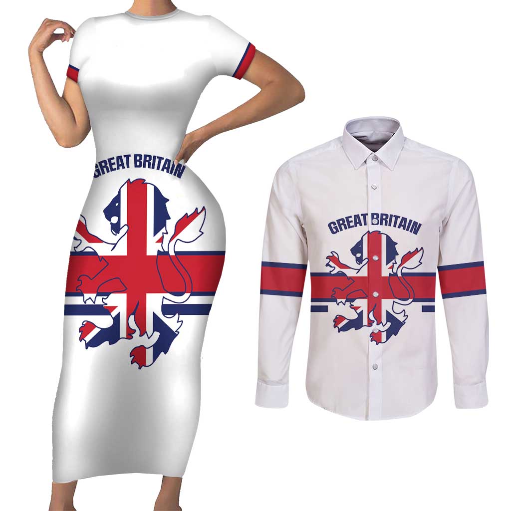 Custom Great Britain Hockey Couples Matching Short Sleeve Bodycon Dress and Long Sleeve Button Shirt 2025 Go Champions