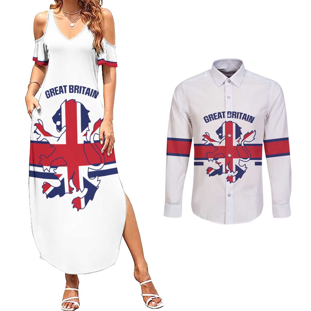 Custom Great Britain Hockey Couples Matching Summer Maxi Dress and Long Sleeve Button Shirt 2025 Go Champions