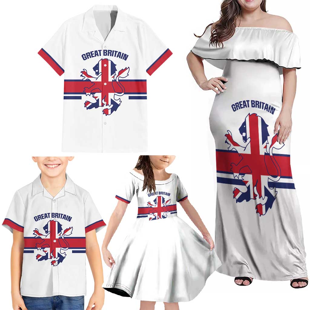Custom Great Britain Hockey Family Matching Off Shoulder Maxi Dress and Hawaiian Shirt 2025 Go Champions