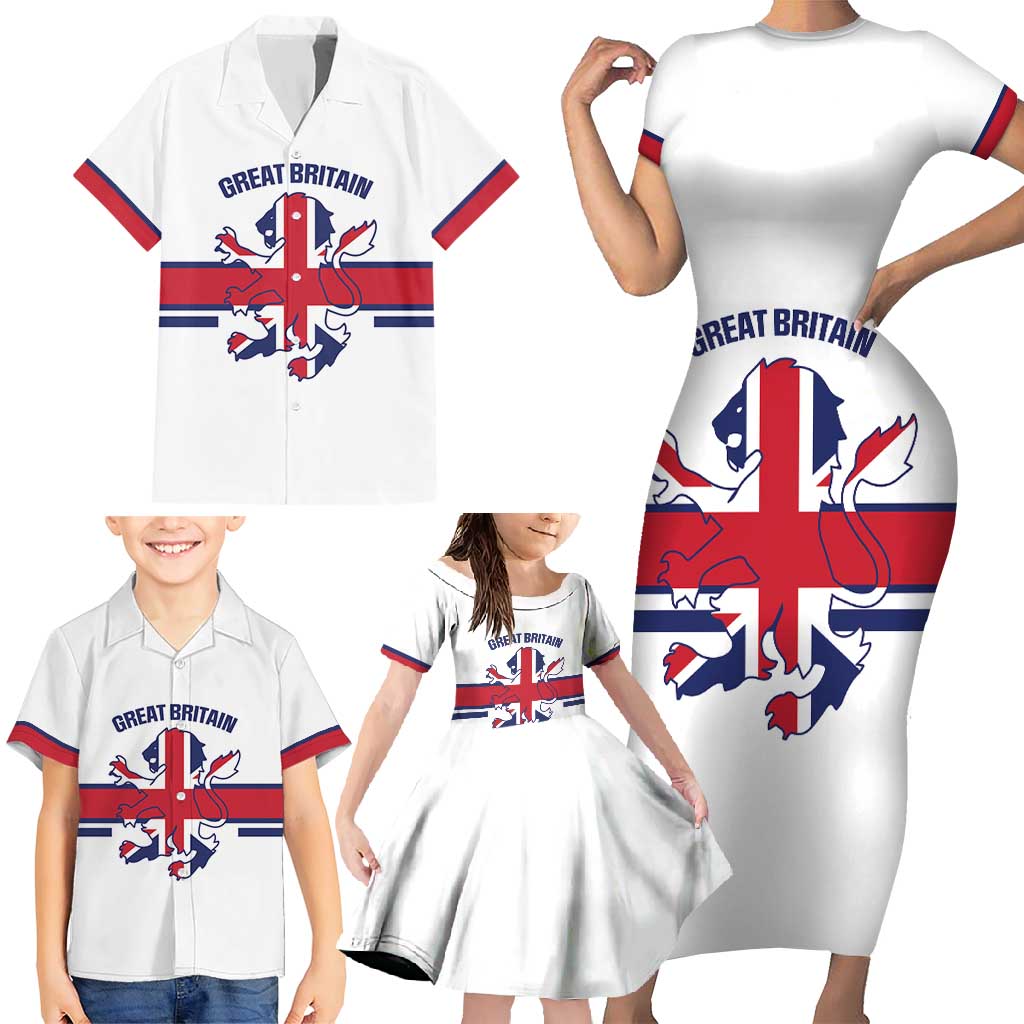 Custom Great Britain Hockey Family Matching Short Sleeve Bodycon Dress and Hawaiian Shirt 2025 Go Champions