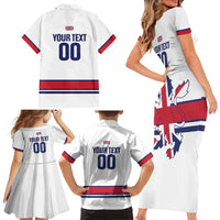 Custom Great Britain Hockey Family Matching Short Sleeve Bodycon Dress and Hawaiian Shirt 2025 Go Champions