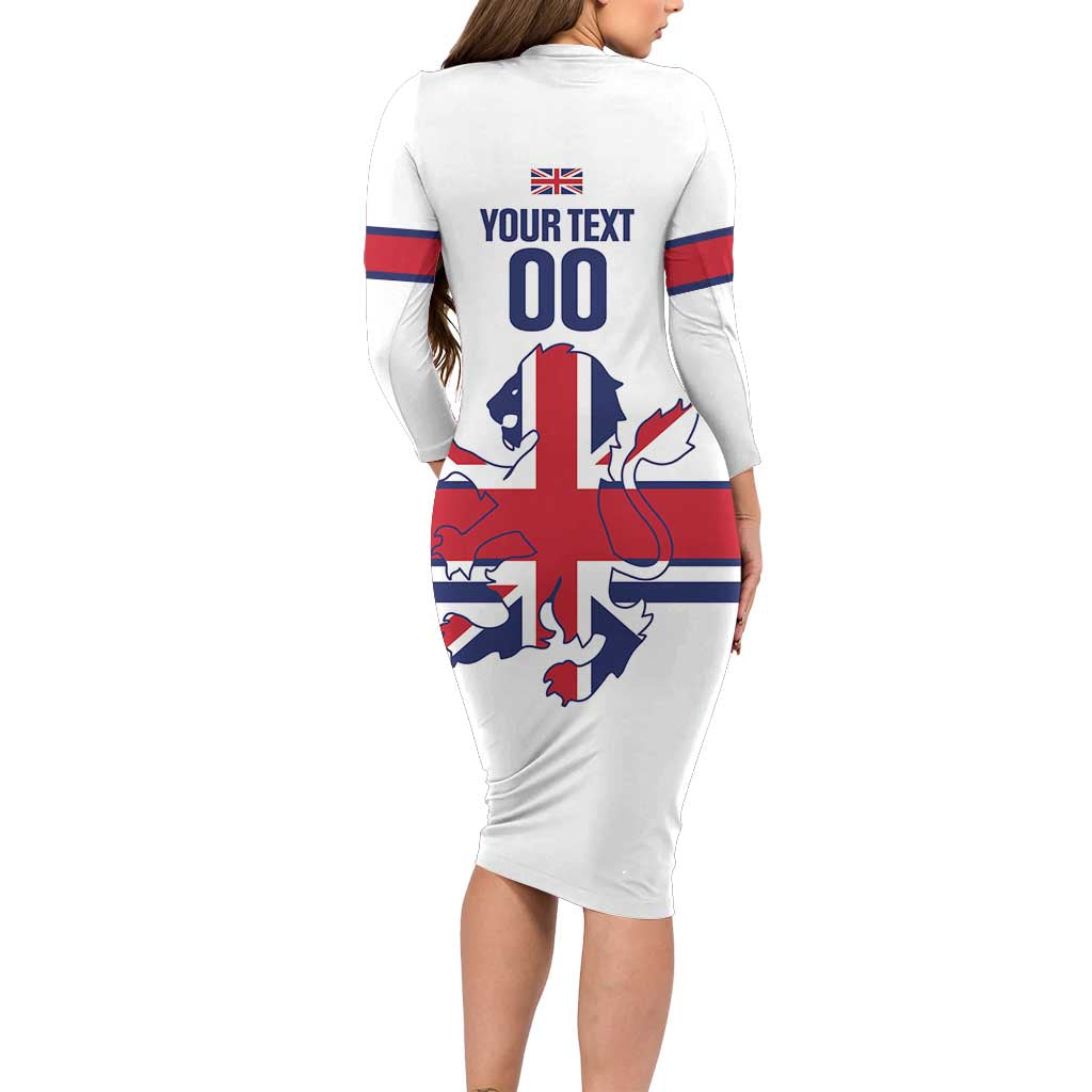 Custom Great Britain Hockey Long Sleeve Bodycon Dress 2025 Go Champions