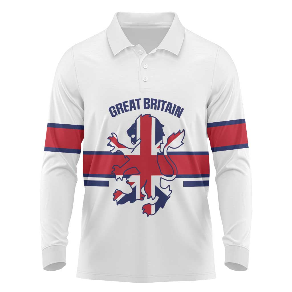 Custom Great Britain Hockey Long Sleeve Polo Shirt 2025 Go Champions