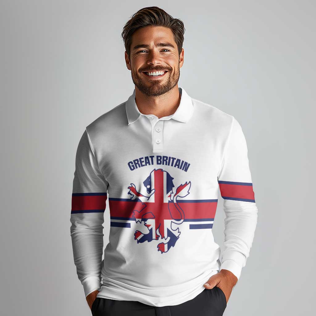 Custom Great Britain Hockey Long Sleeve Polo Shirt 2025 Go Champions
