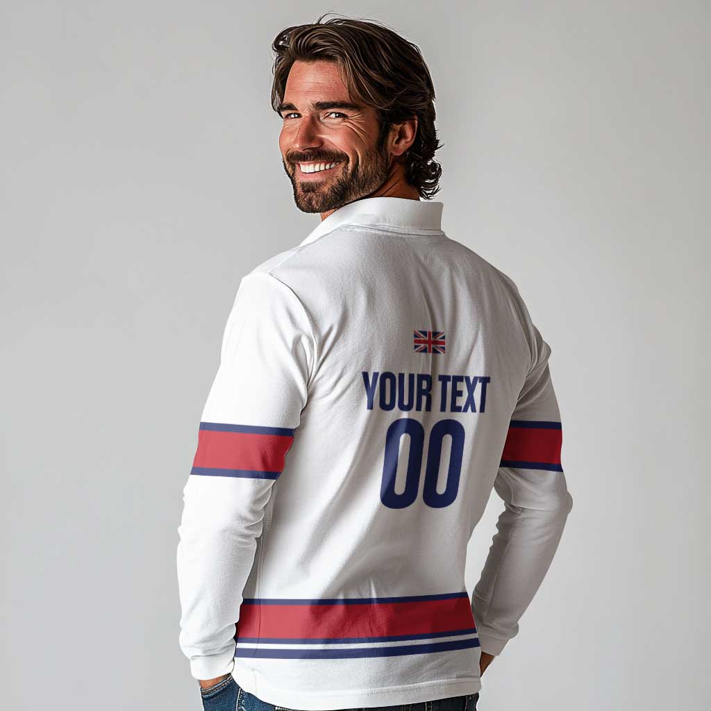 Custom Great Britain Hockey Long Sleeve Polo Shirt 2025 Go Champions