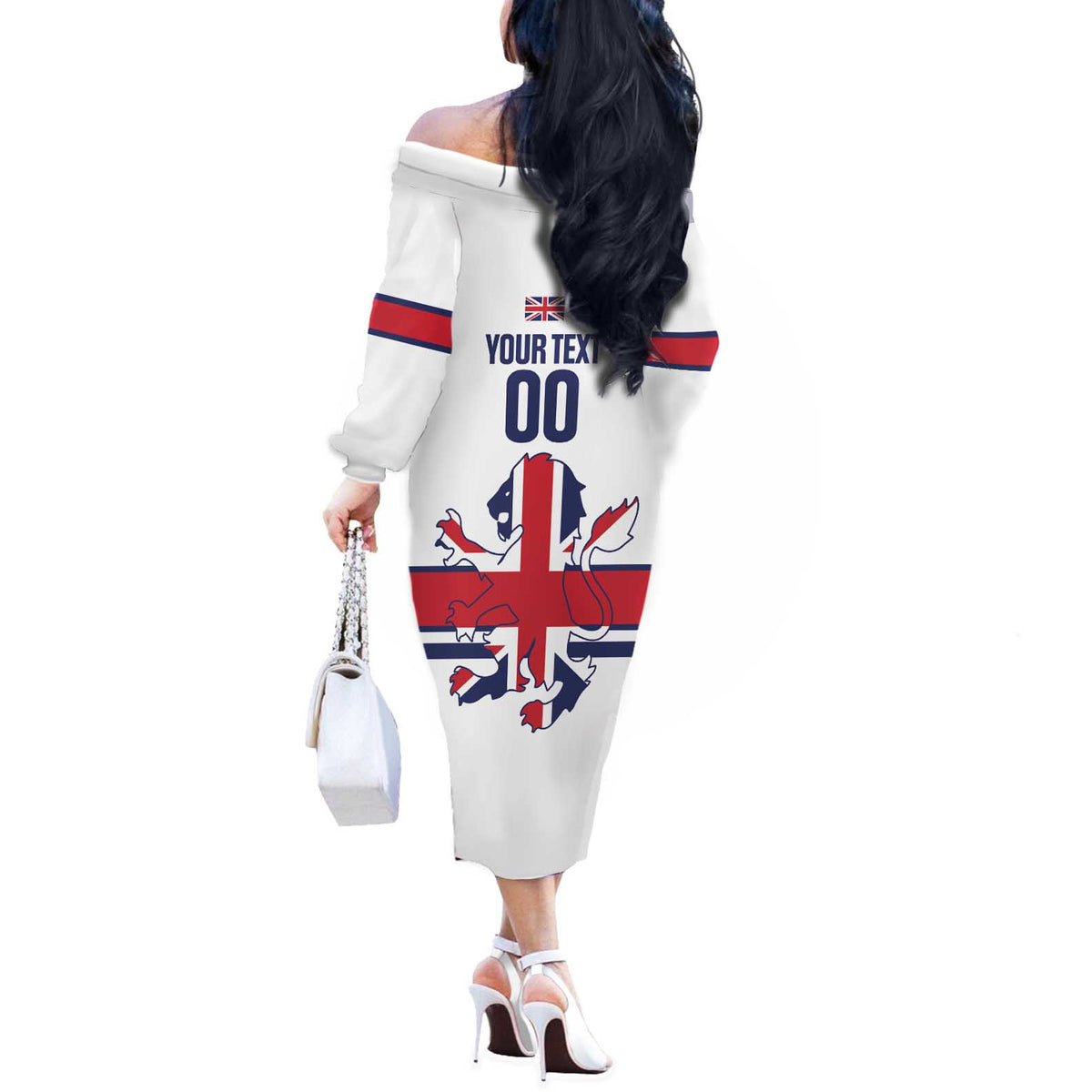 Custom Great Britain Hockey Off The Shoulder Long Sleeve Dress 2025 Go Champions
