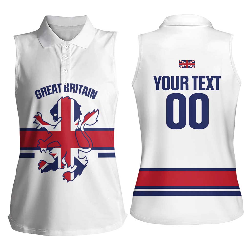 Custom Great Britain Hockey Women Sleeveless Polo Shirt 2025 Go Champions