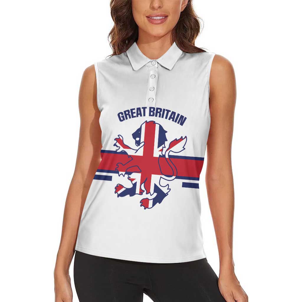 Custom Great Britain Hockey Women Sleeveless Polo Shirt 2025 Go Champions
