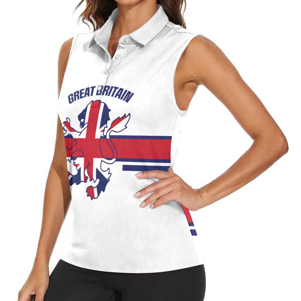 Custom Great Britain Hockey Women Sleeveless Polo Shirt 2025 Go Champions