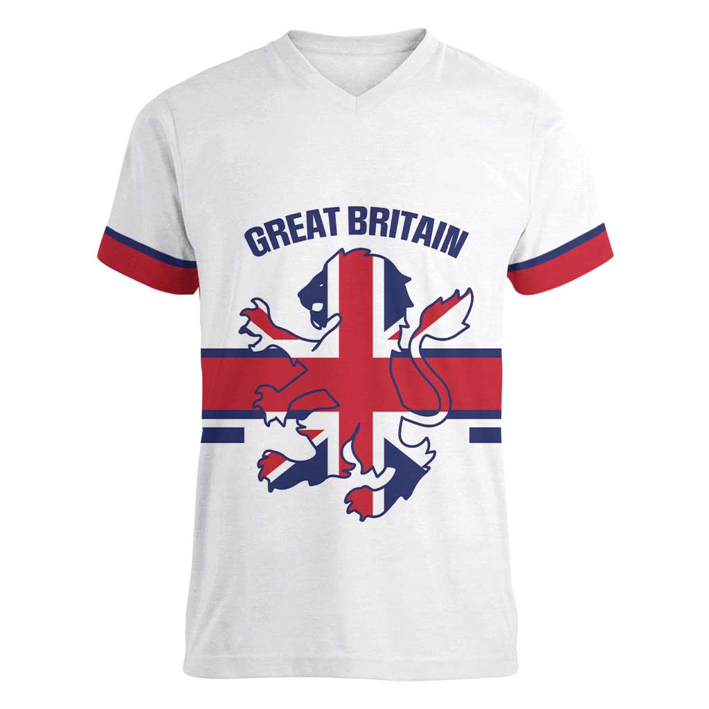 Custom Great Britain Hockey Women V-Neck T-Shirt 2025 Go Champions