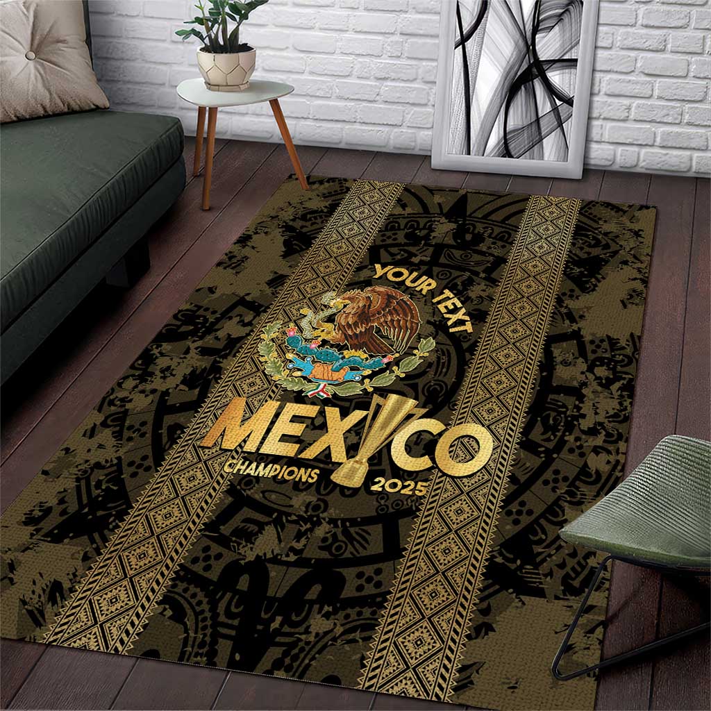 Custom Mexico Football Area Rug 2025 El Tri Champions Gold Color - Wonder Print Shop