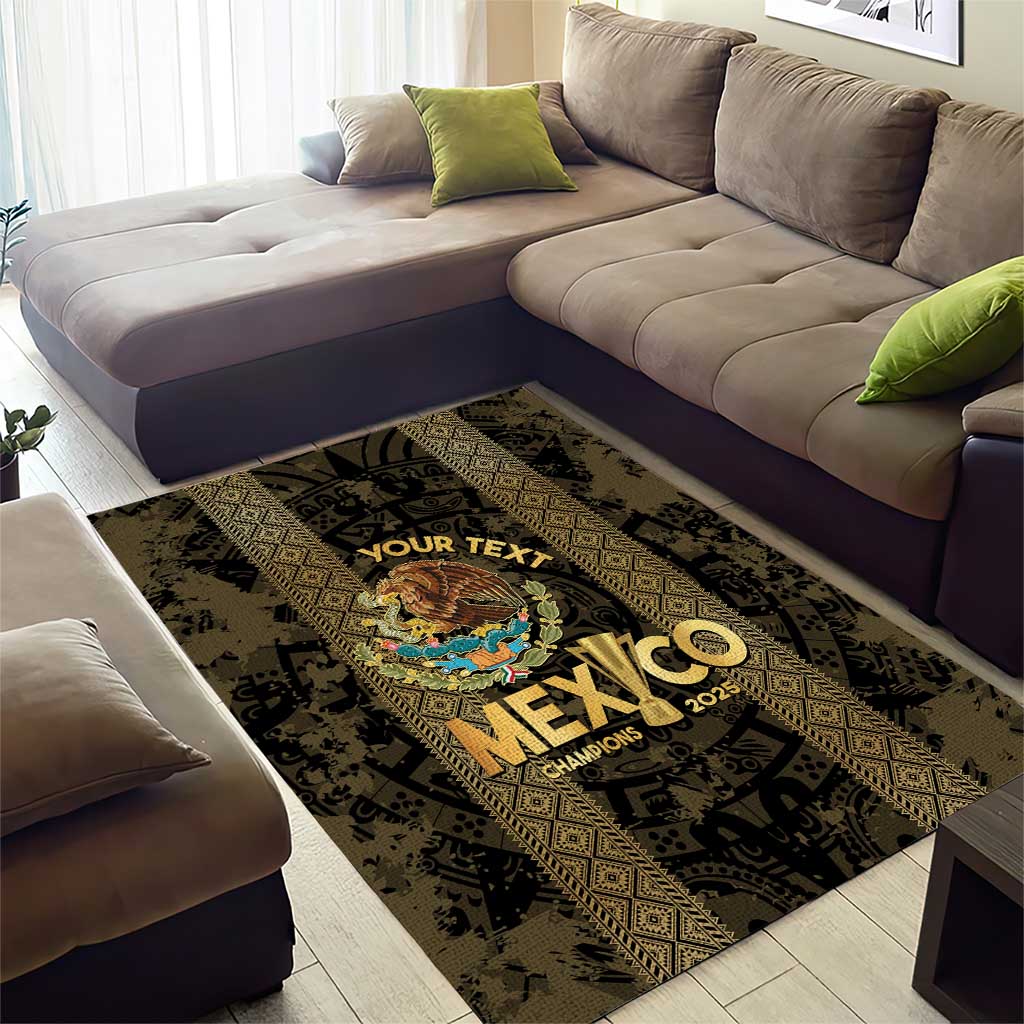 Custom Mexico Football Area Rug 2025 El Tri Champions Gold Color - Wonder Print Shop