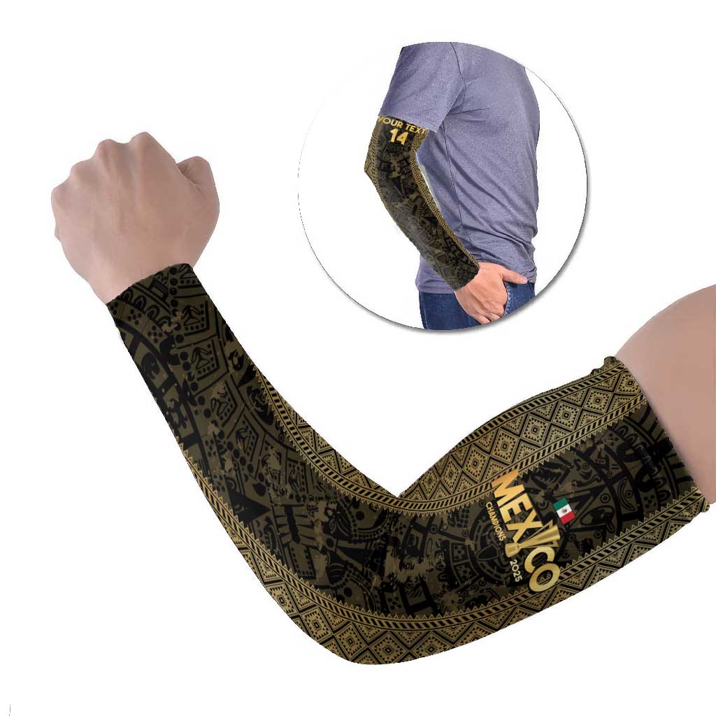 Custom Mexico Football Arm Sleeves 2025 El Tri Champions Gold Color - Wonder Print Shop