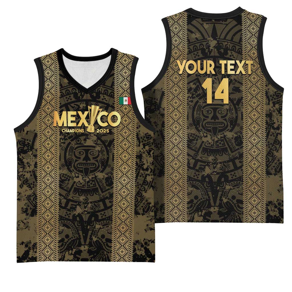 Custom Mexico Football Basketball Jersey 2025 El Tri Champions Gold Color - Wonder Print Shop