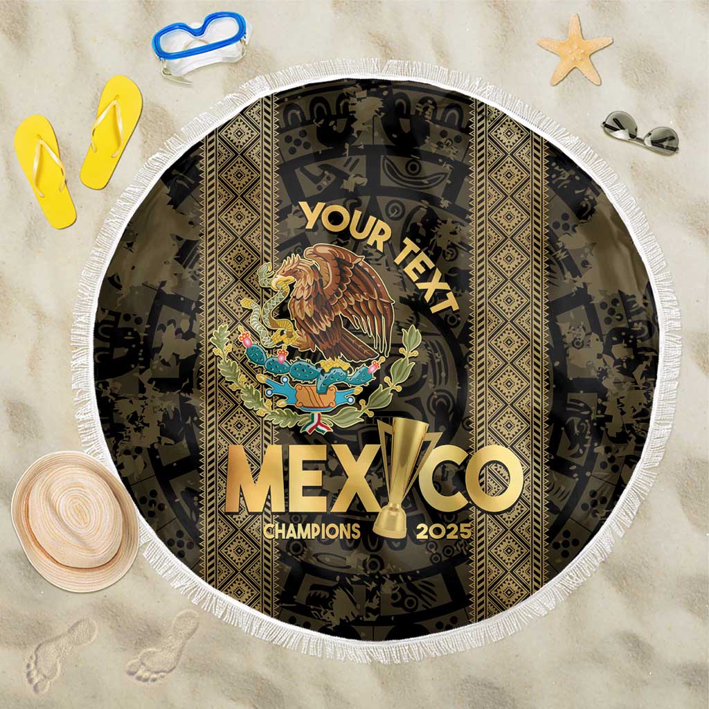 Custom Mexico Football Beach Blanket 2025 El Tri Champions Gold Color - Wonder Print Shop