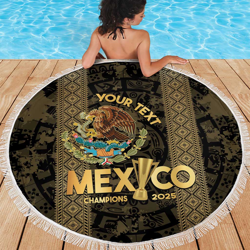 Custom Mexico Football Beach Blanket 2025 El Tri Champions Gold Color - Wonder Print Shop