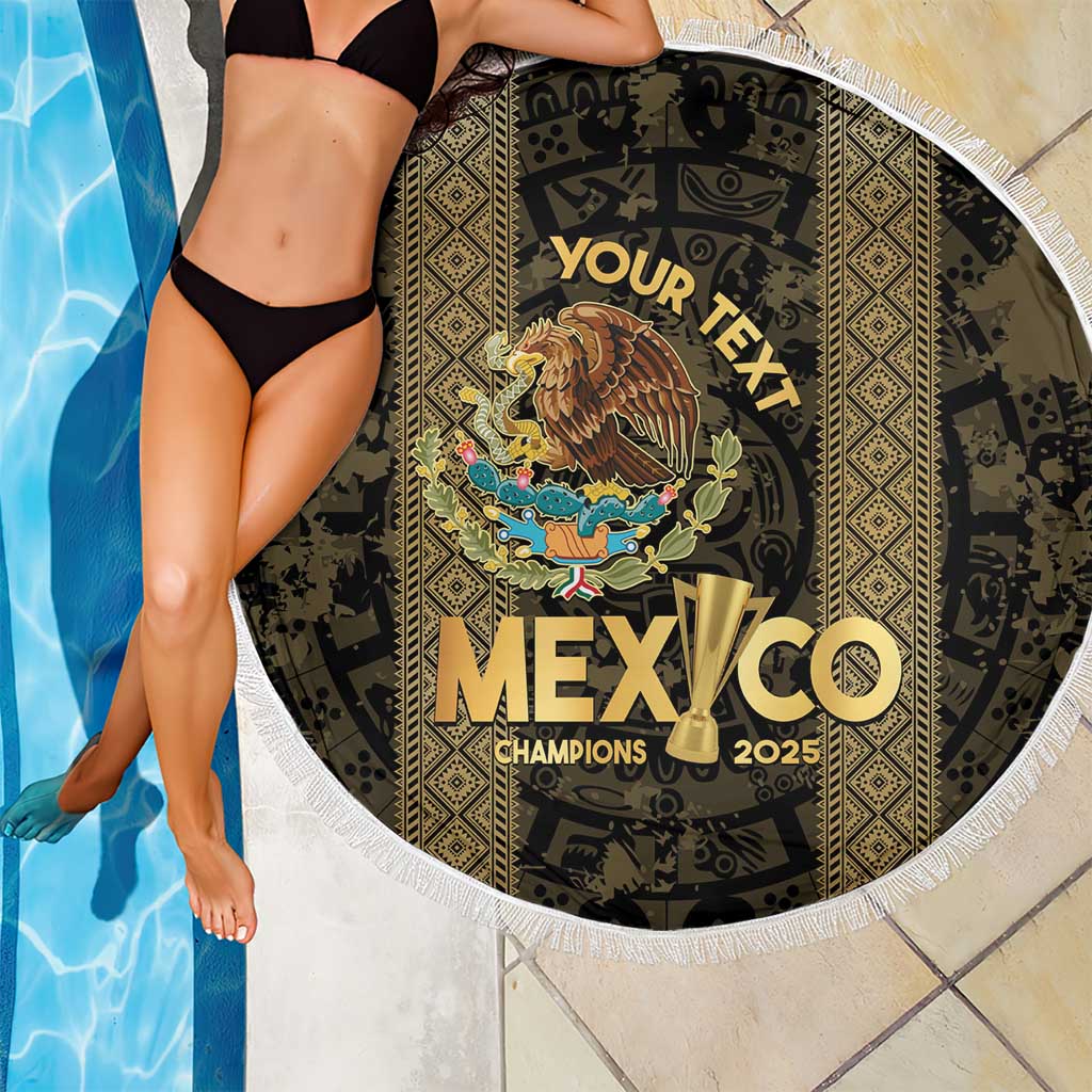 Custom Mexico Football Beach Blanket 2025 El Tri Champions Gold Color - Wonder Print Shop