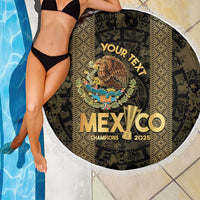 Custom Mexico Football Beach Blanket 2025 El Tri Champions Gold Color - Wonder Print Shop