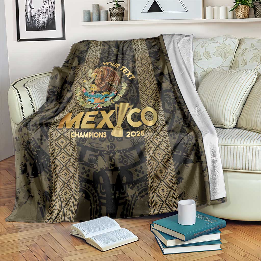 Custom Mexico Football Blanket 2025 El Tri Champions Gold Color - Wonder Print Shop