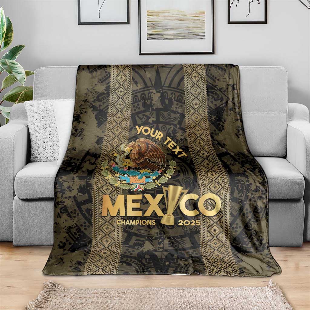 Custom Mexico Football Blanket 2025 El Tri Champions Gold Color - Wonder Print Shop